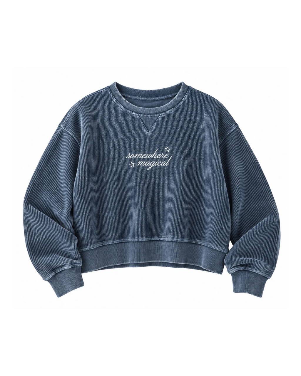 Somewhere Magical Crop Corded Crewneck