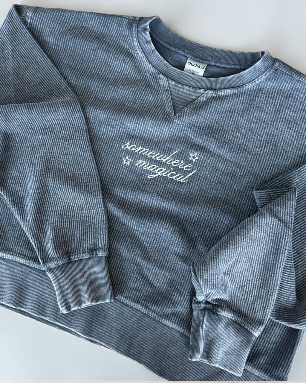 Somewhere Magical Crop Corded Crewneck