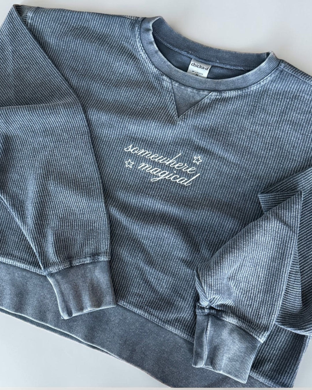 Somewhere Magical Crop Corded Crewneck